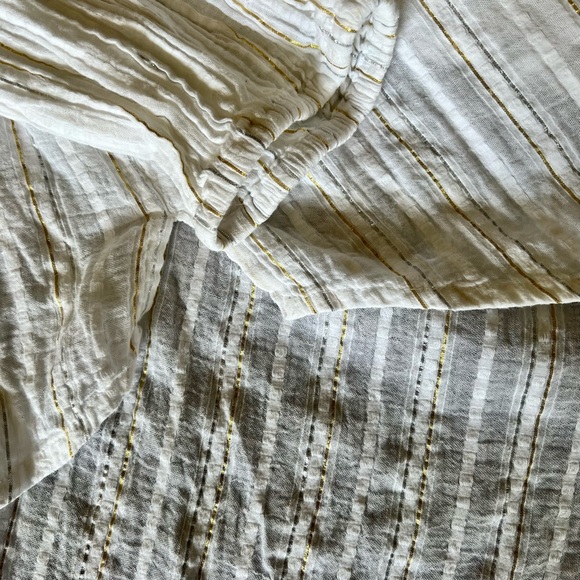 Gap Womens Top Gold Silver Striped Metallic Stripe Tassel Long Sleeve - Picture 12 of 15